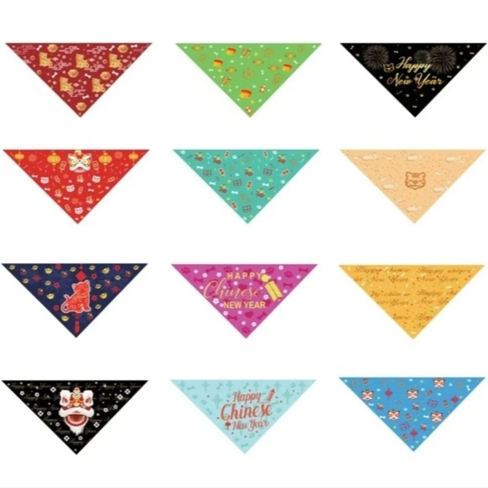 NEW Dog Bandana Chinese New Year Themed Set of 12 Bandanas Scarfs Puppy